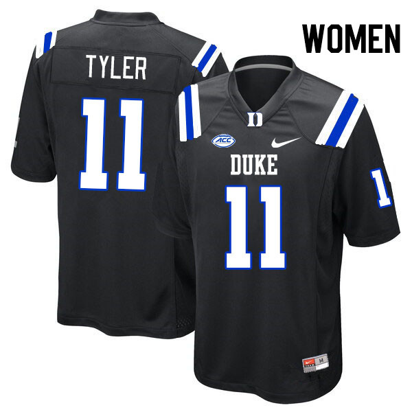 Women #11 Chase Tyler Duke Blue Devils College Football Jerseys Stitched-Black